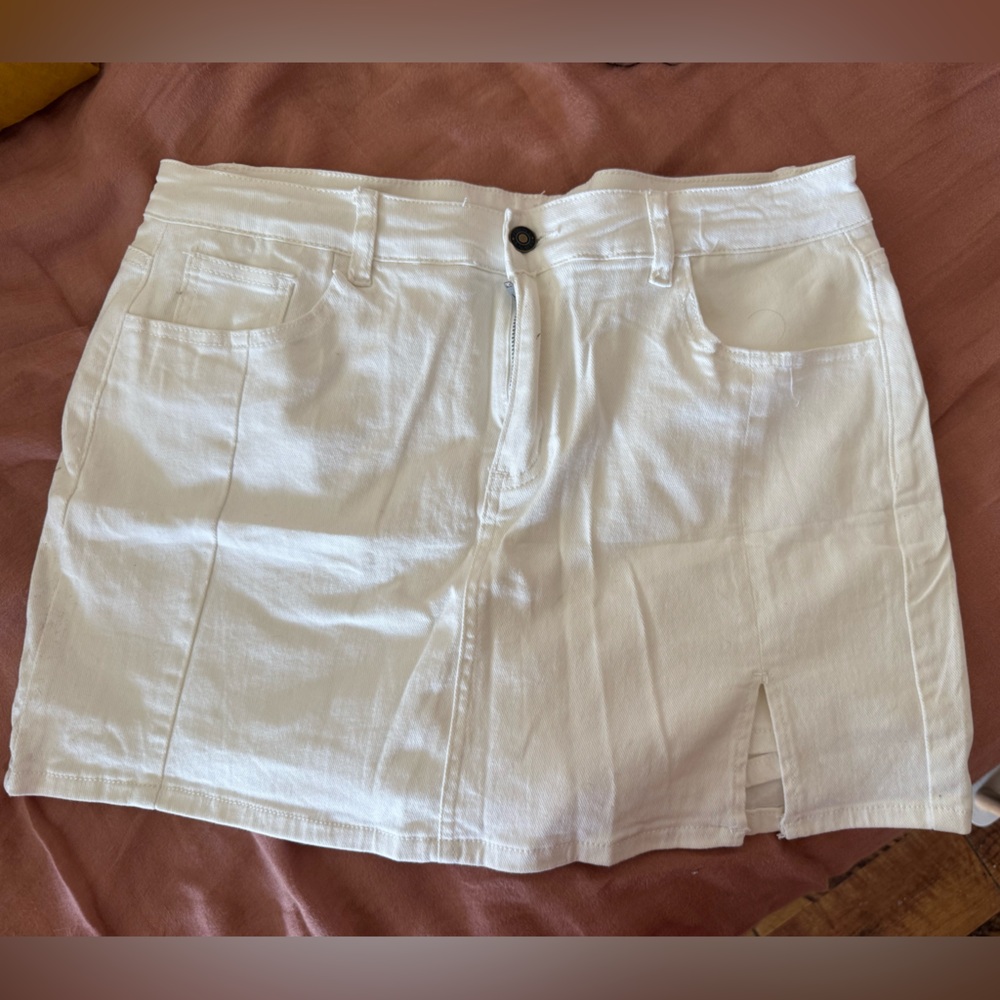 White Denim Mini Skort